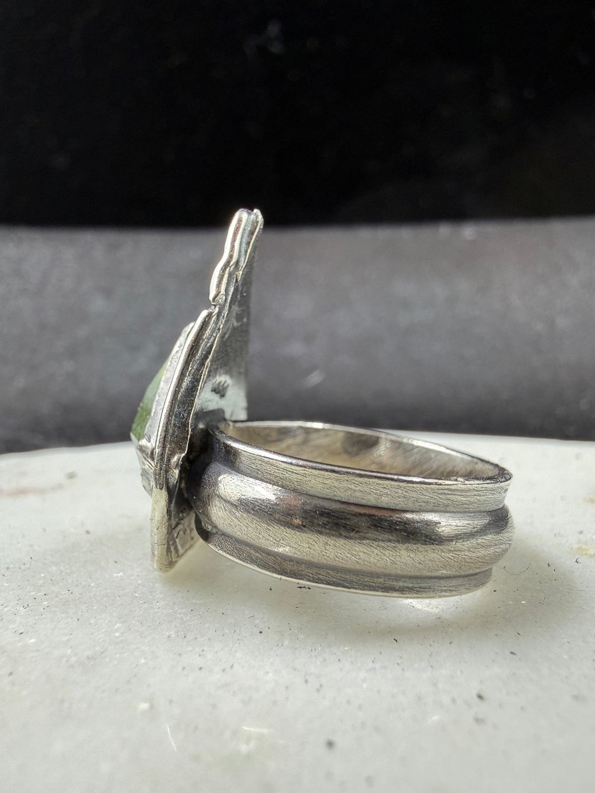 Peridot Shield Ring