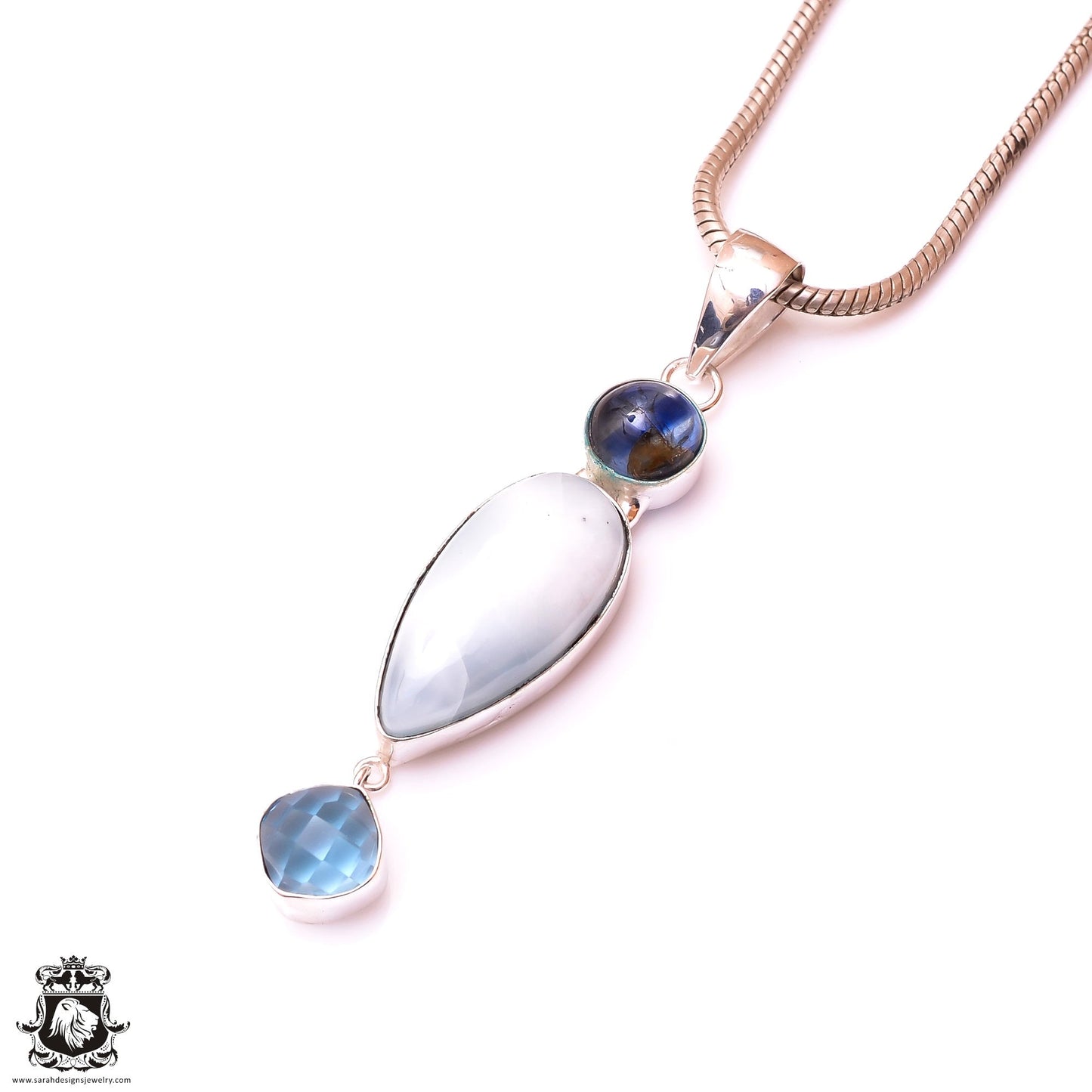 Kyanite Larimar Aquamarine Pendant & 3MM Italian Chain P9956