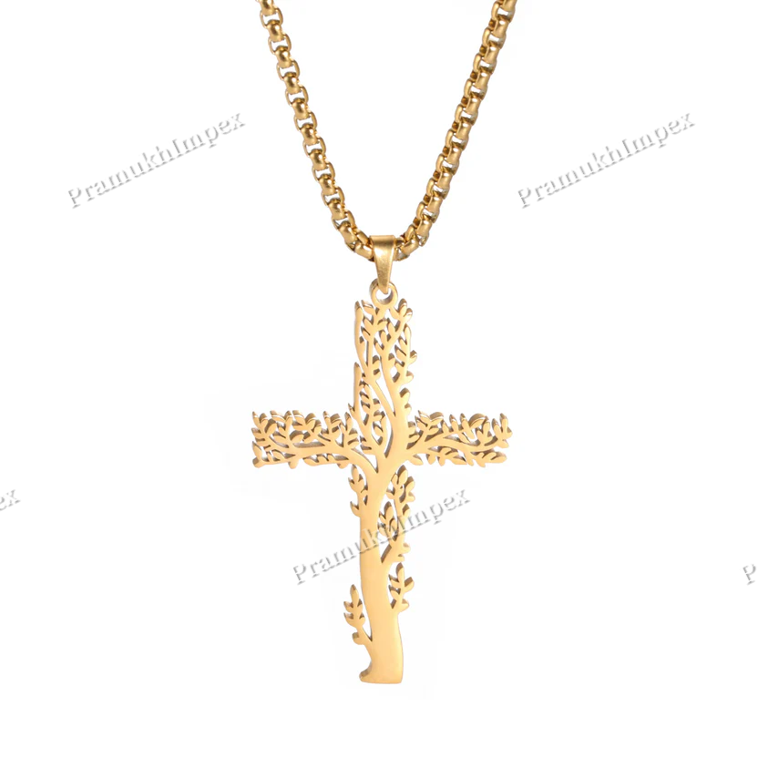 Vintage Tree of Life Cross 925 Silver Ladies Pendant
