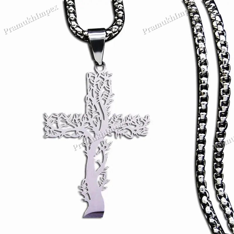 Vintage Tree of Life Cross 925 Silver Ladies Pendant