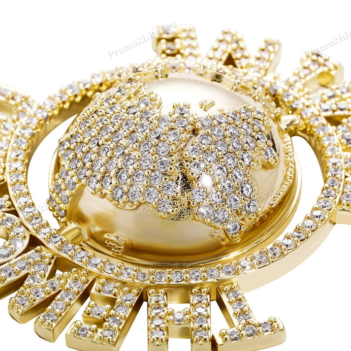 Iced Moissanite S925 Silver Gold Plated Round Pendant