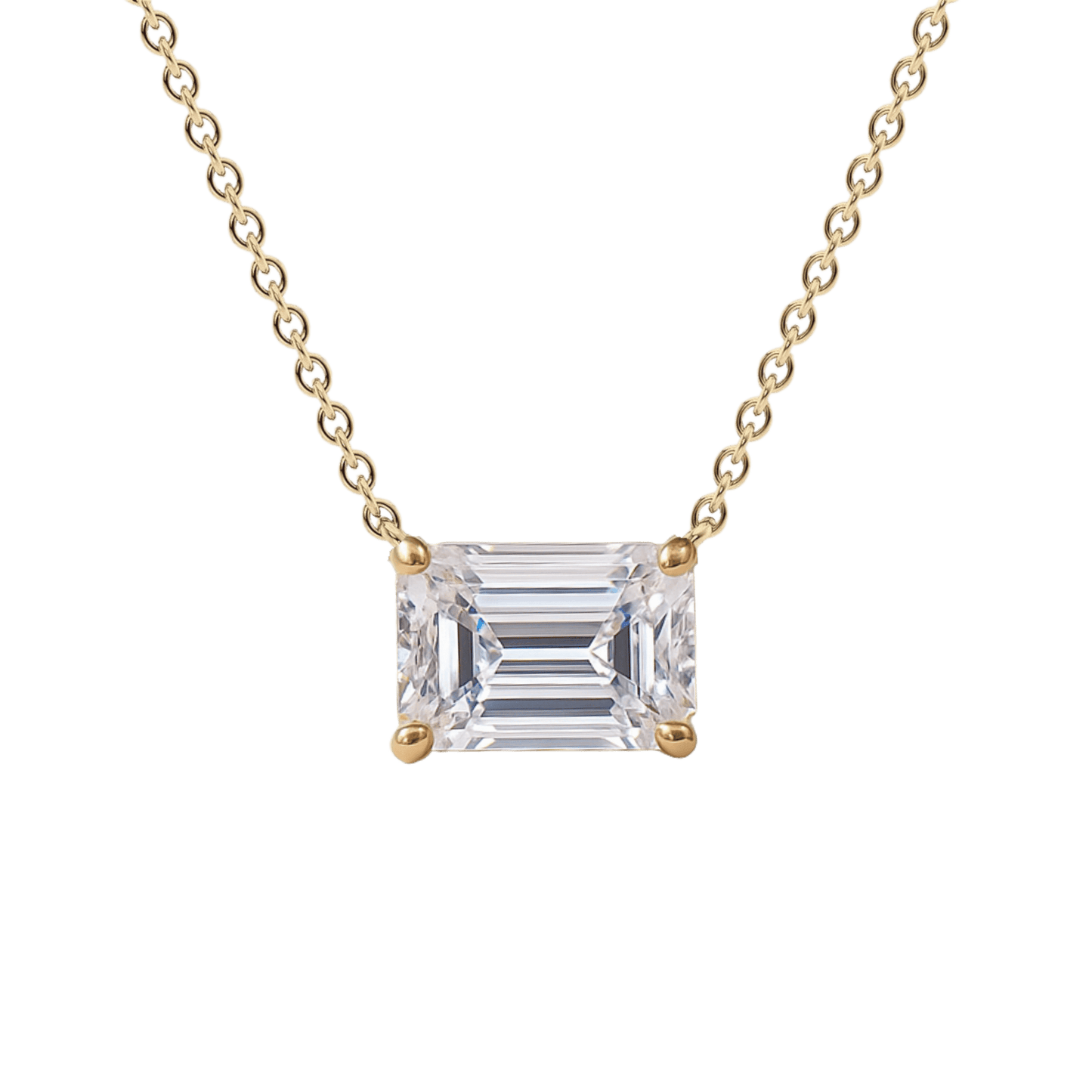 2 Carat Emerald Cut Solitaire Necklace