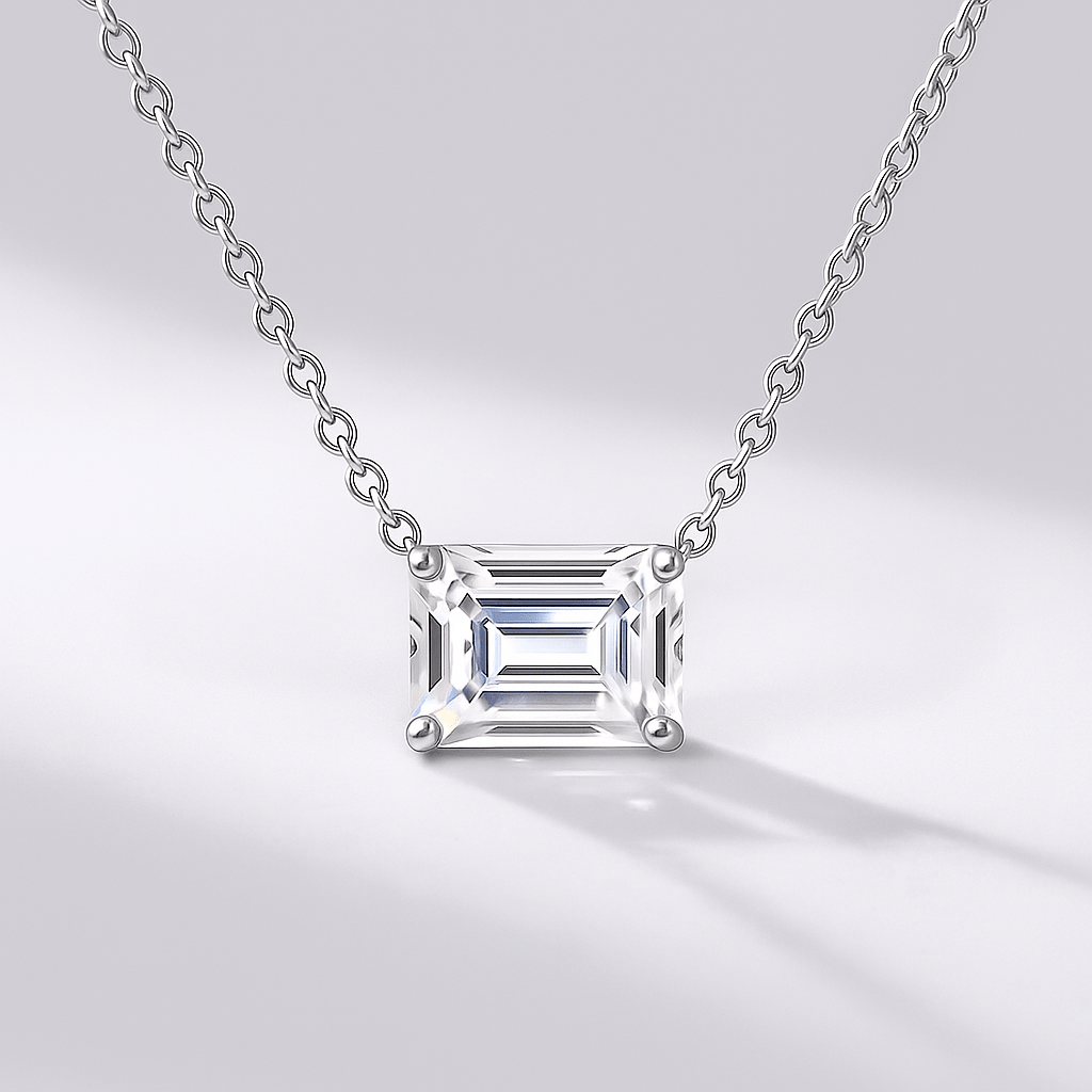 2 Carat Emerald Cut Solitaire Necklace