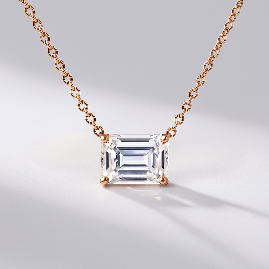2 Carat Emerald Cut Solitaire Necklace