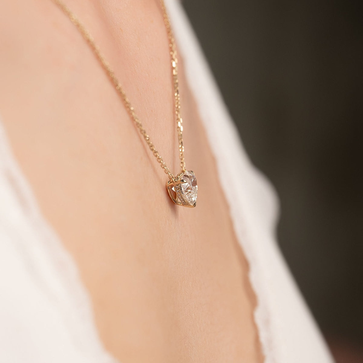 2.50 Carat Hidden Halo Heart Shape Diamond Pendant Necklace