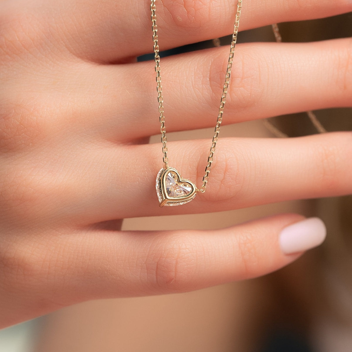 2.50 Carat Hidden Halo Heart Shape Diamond Pendant Necklace