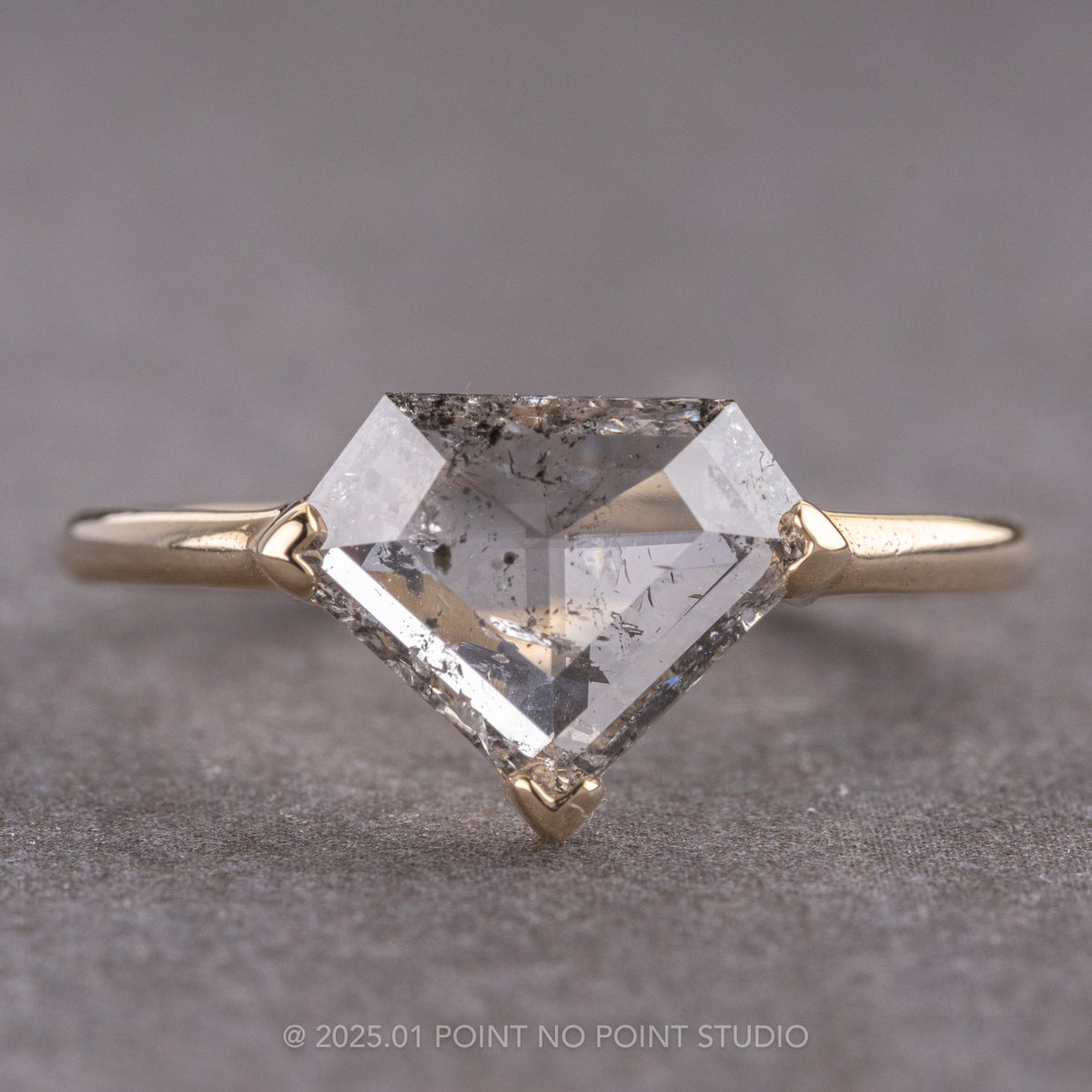 1.61 Carat Salt and Pepper Shield Diamond Engagement Ring, Charlize Setting