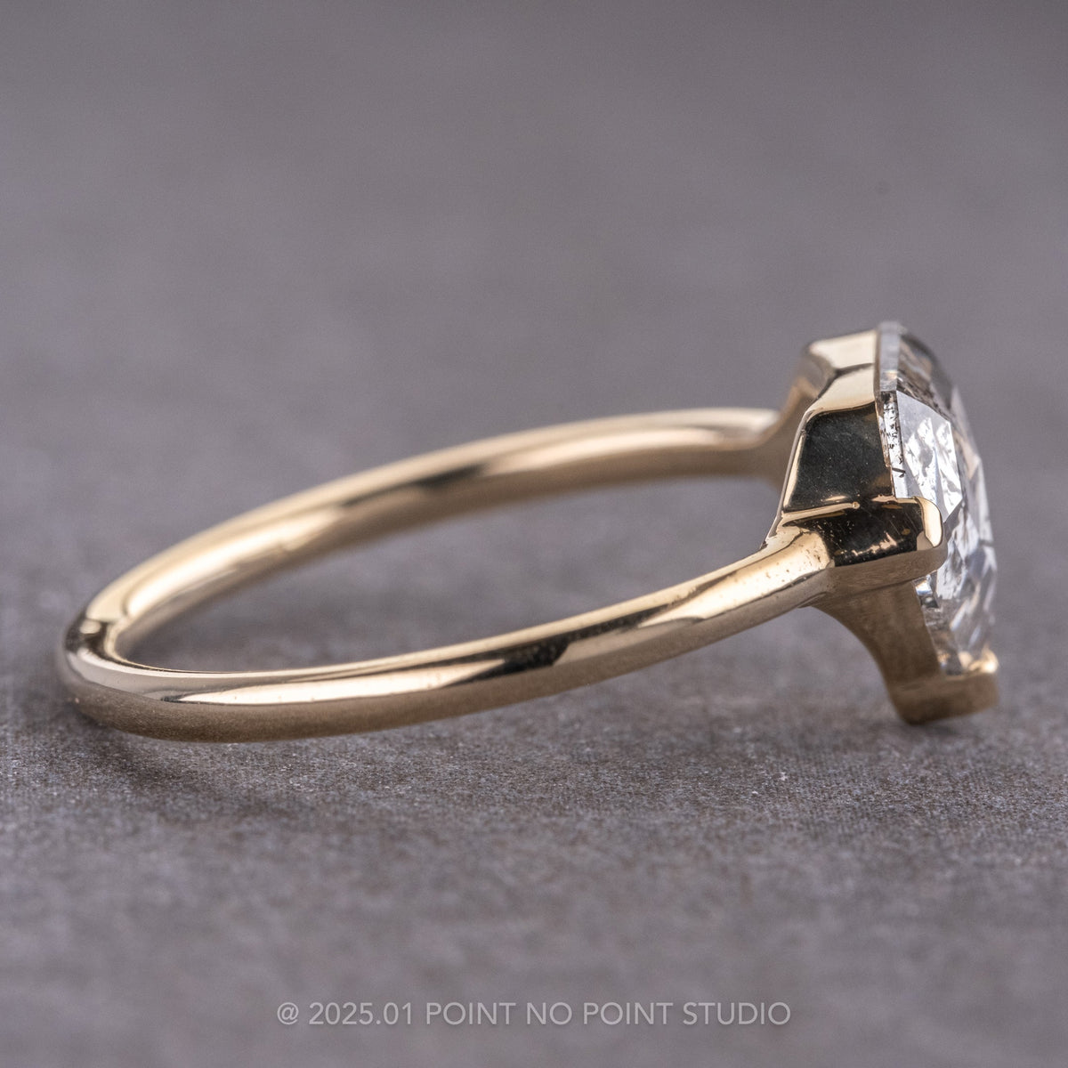 1.61 Carat Salt and Pepper Shield Diamond Engagement Ring, Charlize Setting