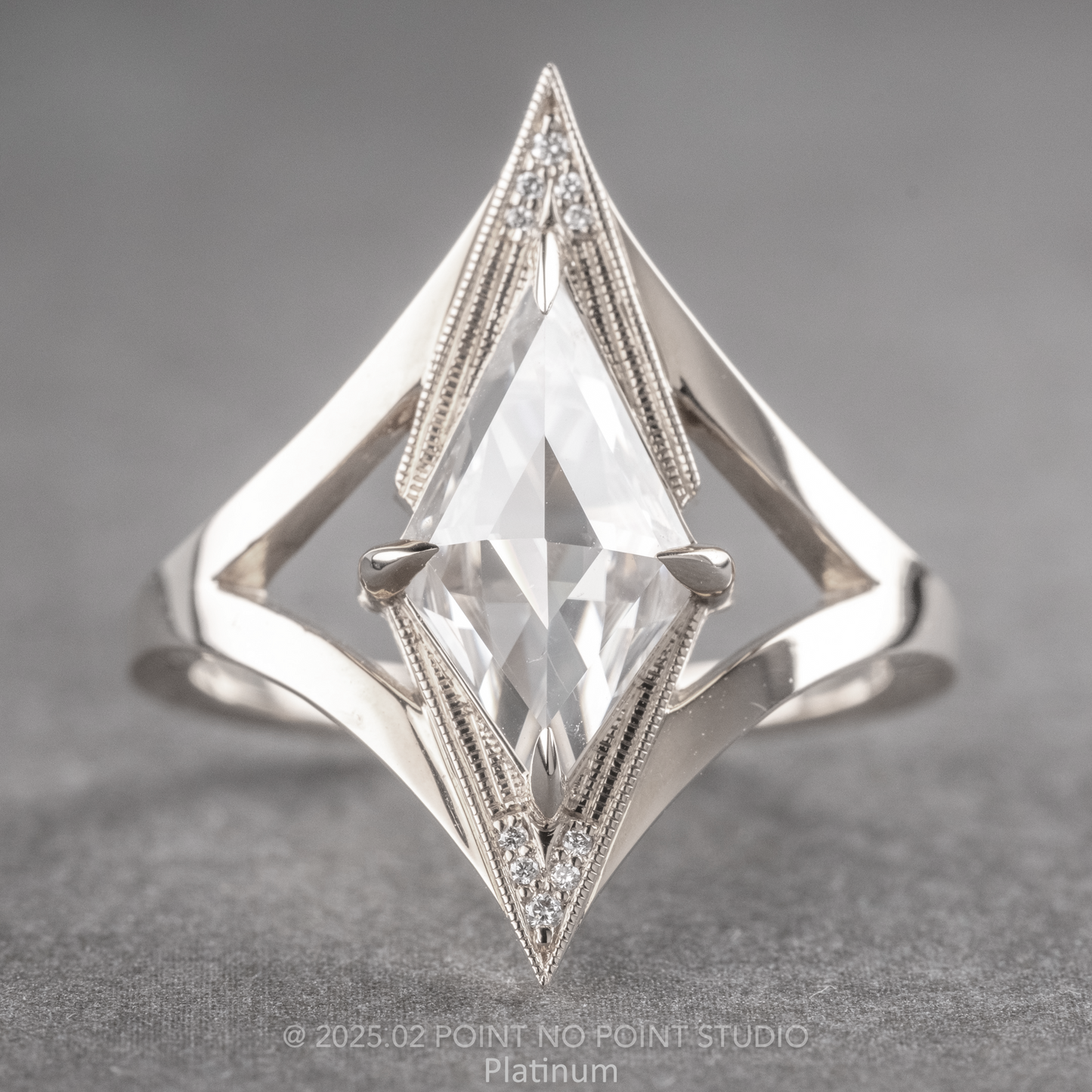 Kite Moissanite and Diamond Engagement Ring, Arwen Setting