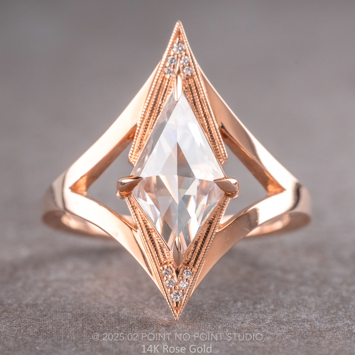Kite Moissanite and Diamond Engagement Ring, Arwen Setting