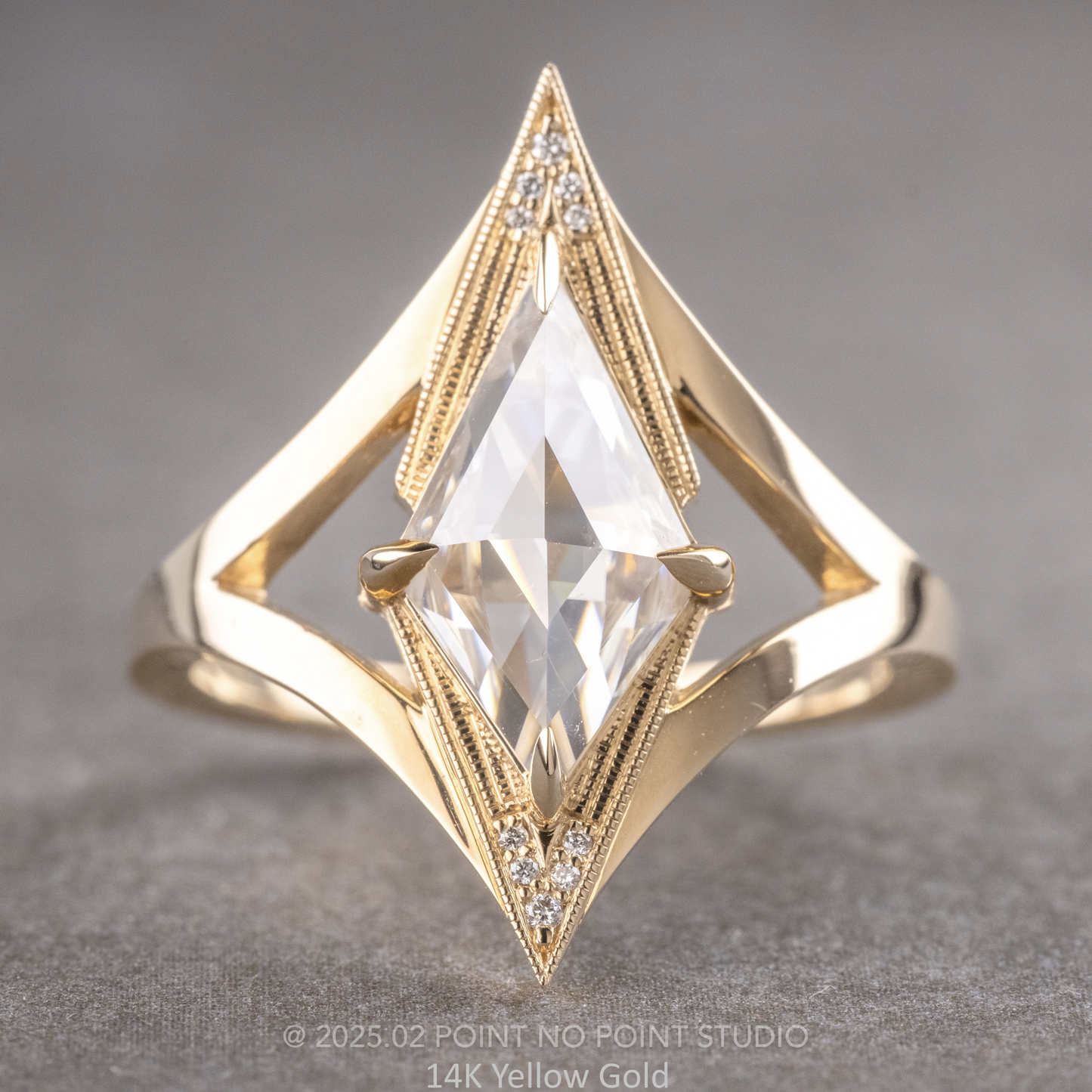 Kite Moissanite and Diamond Engagement Ring, Arwen Setting