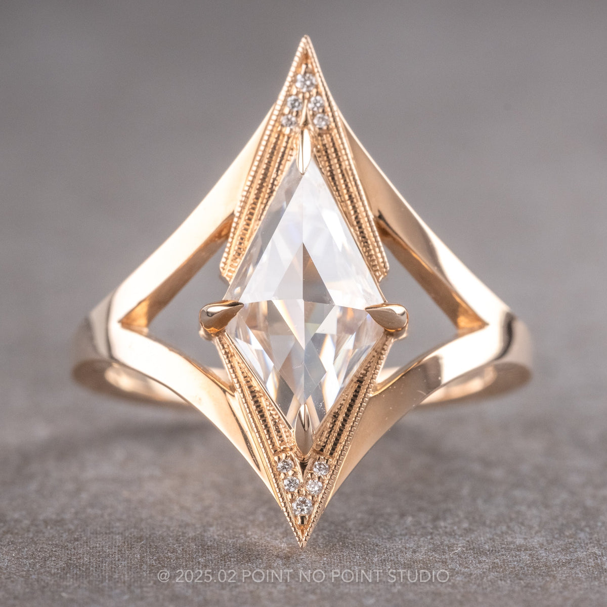 Kite Moissanite and Diamond Engagement Ring, Arwen Setting
