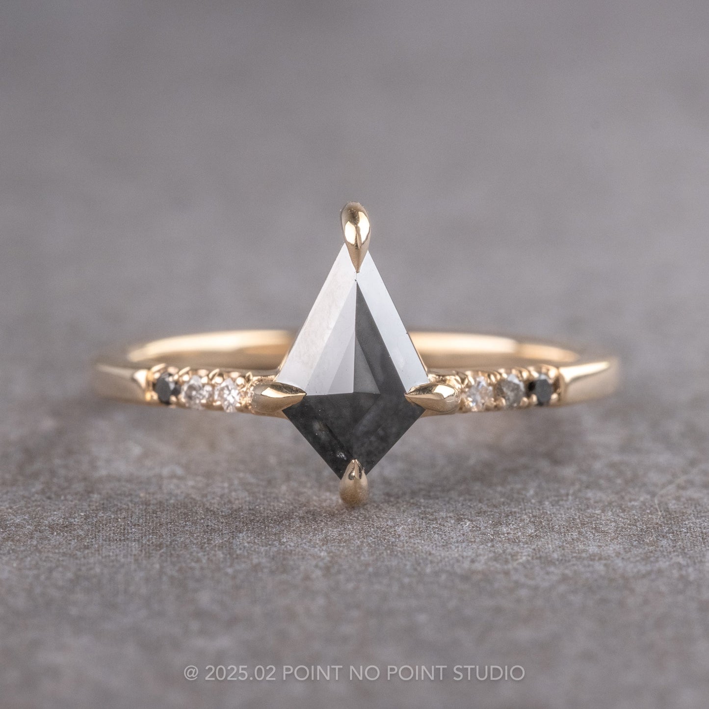 1.06 Carat Black Kite Diamond Engagement Ring, Ombre Jules Setting