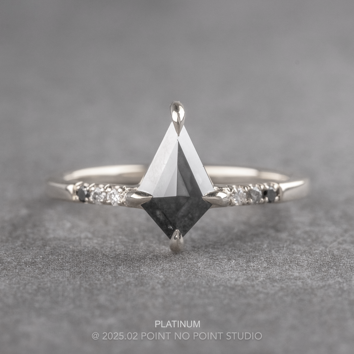 1.06 Carat Black Kite Diamond Engagement Ring, Ombre Jules Setting