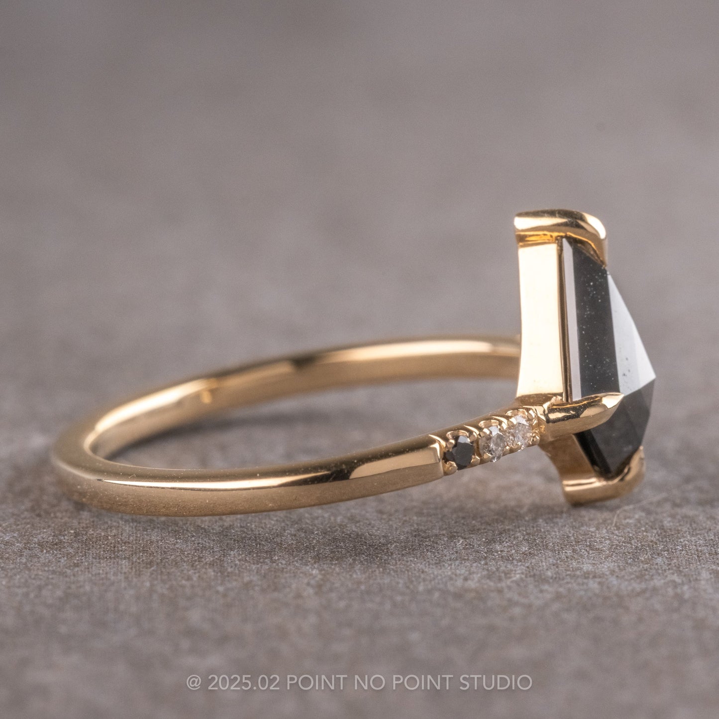 1.06 Carat Black Kite Diamond Engagement Ring, Ombre Jules Setting