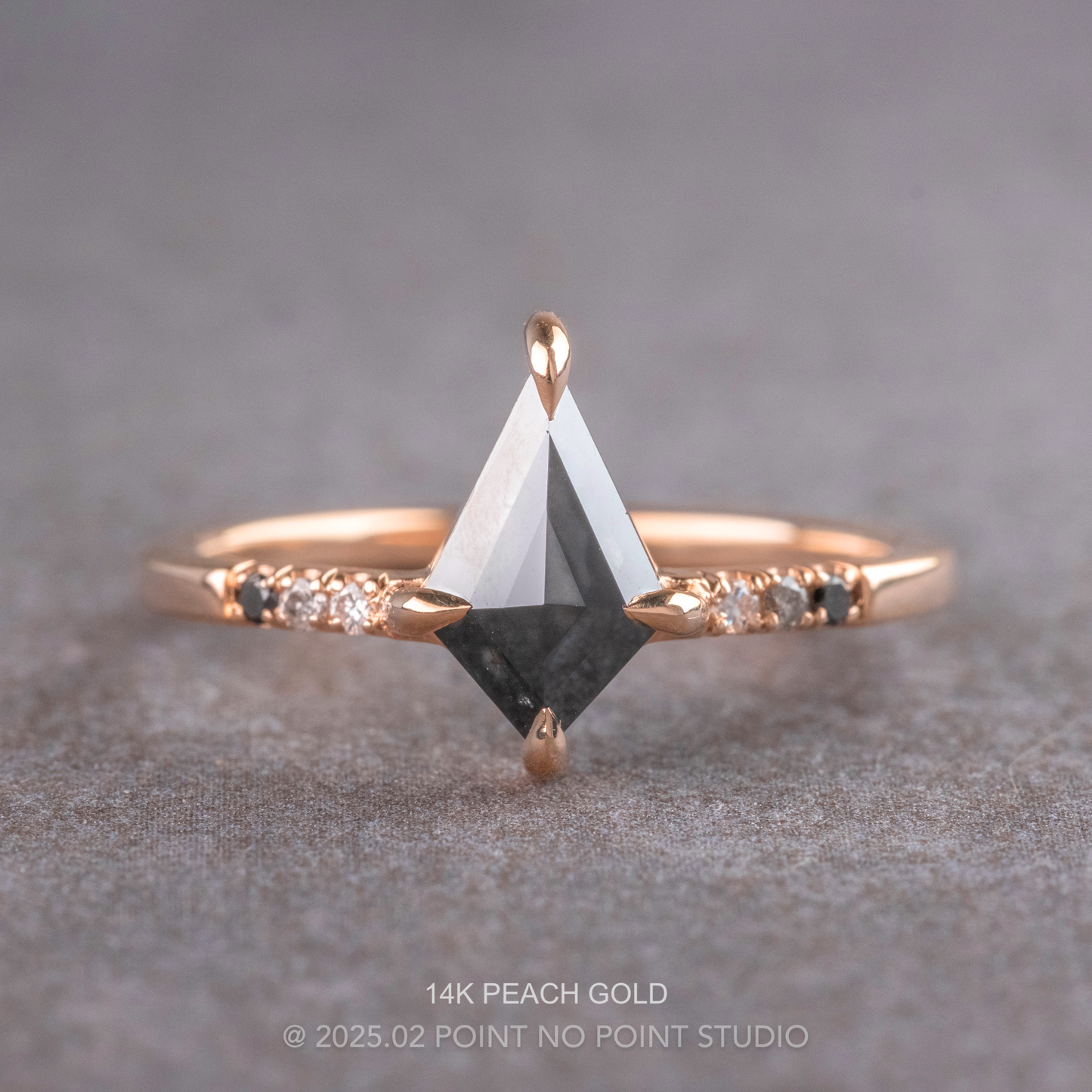 1.06 Carat Black Kite Diamond Engagement Ring, Ombre Jules Setting