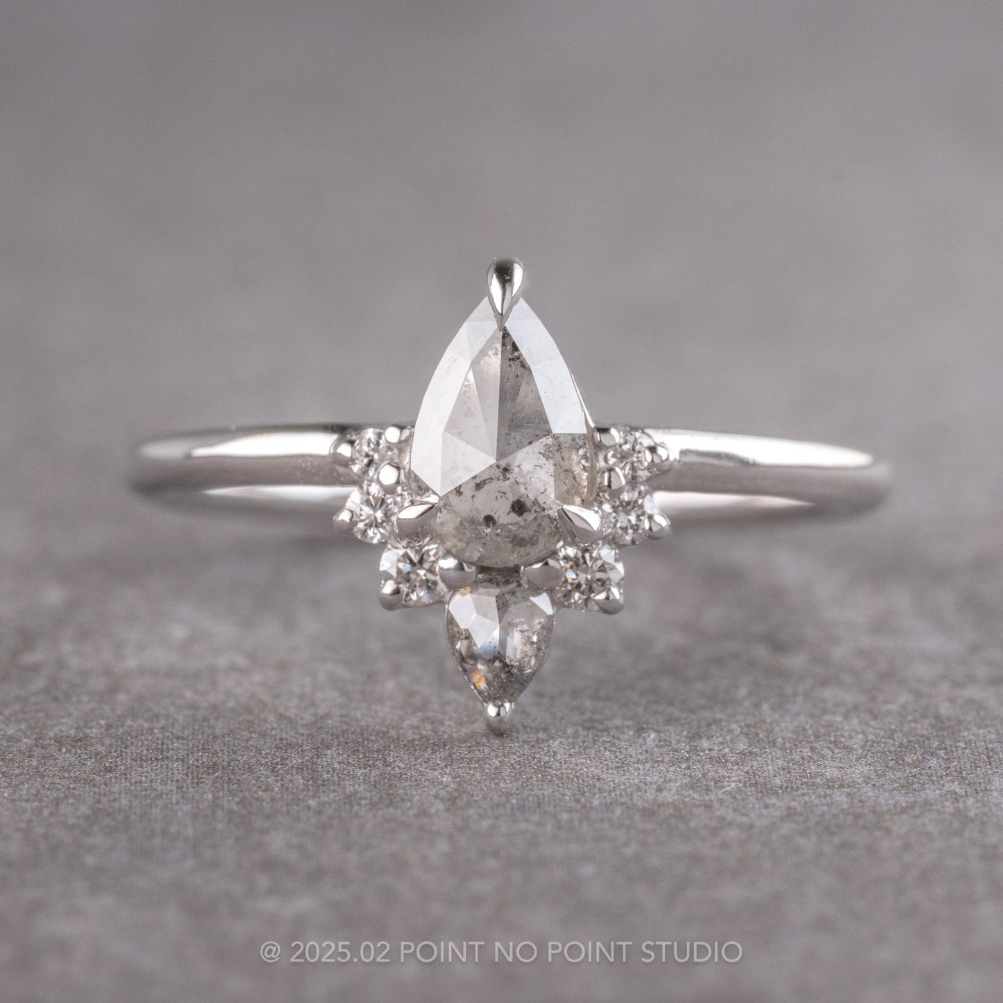 1.11 Carat Salt and Pepper Pear Diamond Engagement Ring, Ava Setting