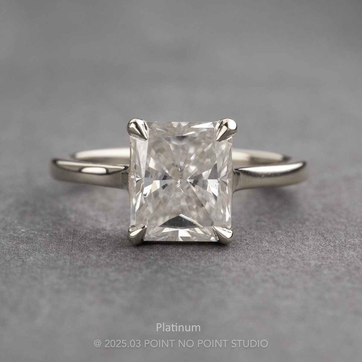 2.10 Carat Radiant Moissanite Engagement Ring, Lark Setting