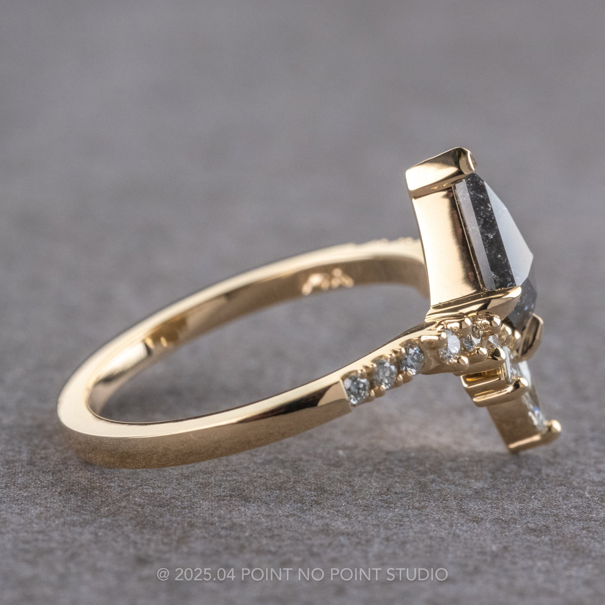 1 Carat Black Salt and Pepper Kite Diamond Engagement Ring, Willa Setting