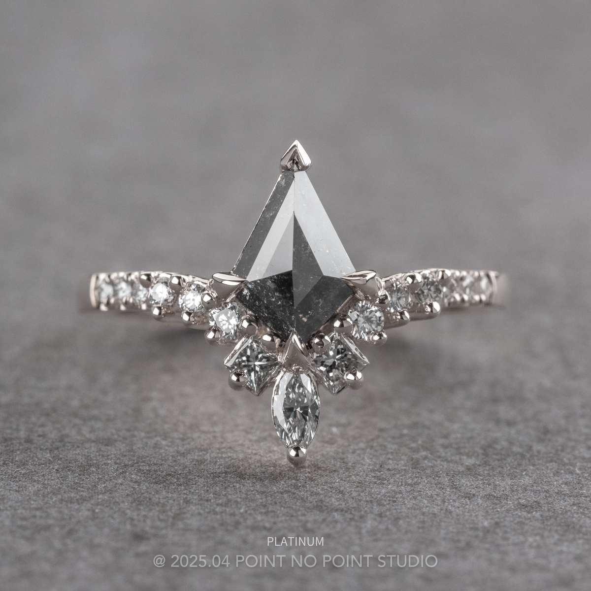 1 Carat Black Salt and Pepper Kite Diamond Engagement Ring, Willa Setting