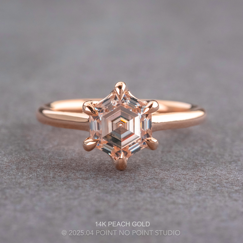 2.02 Carat Hexagon Moissanite Engagement Ring, Madeline Setting