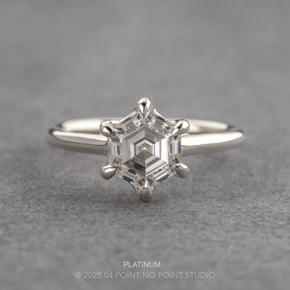 2.02 Carat Hexagon Moissanite Engagement Ring, Madeline Setting
