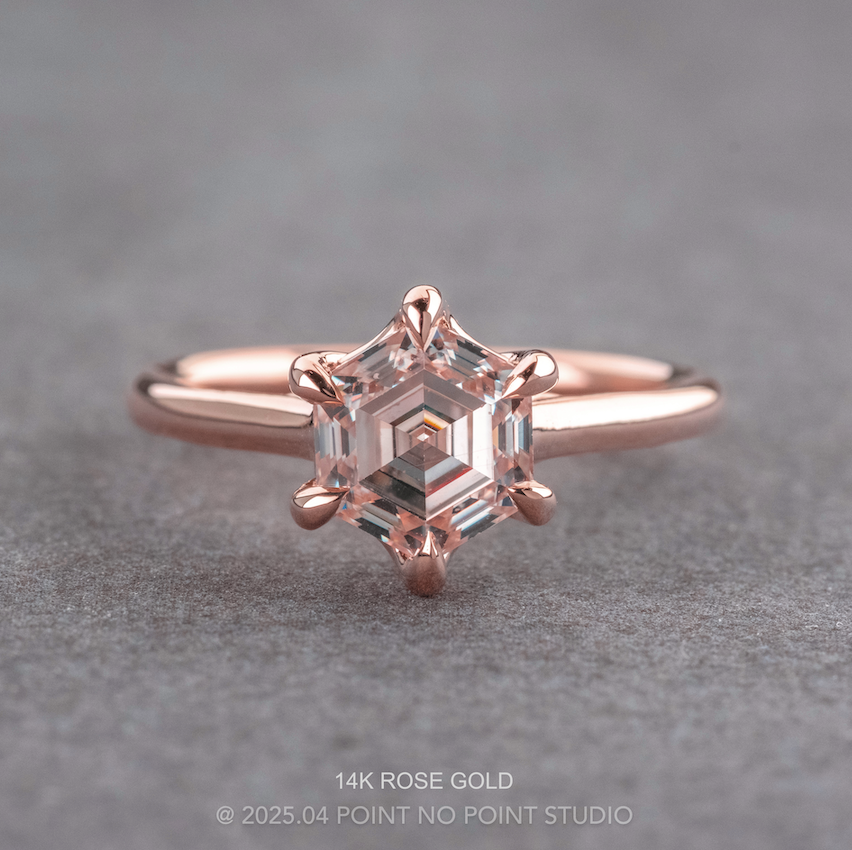 2.02 Carat Hexagon Moissanite Engagement Ring, Madeline Setting