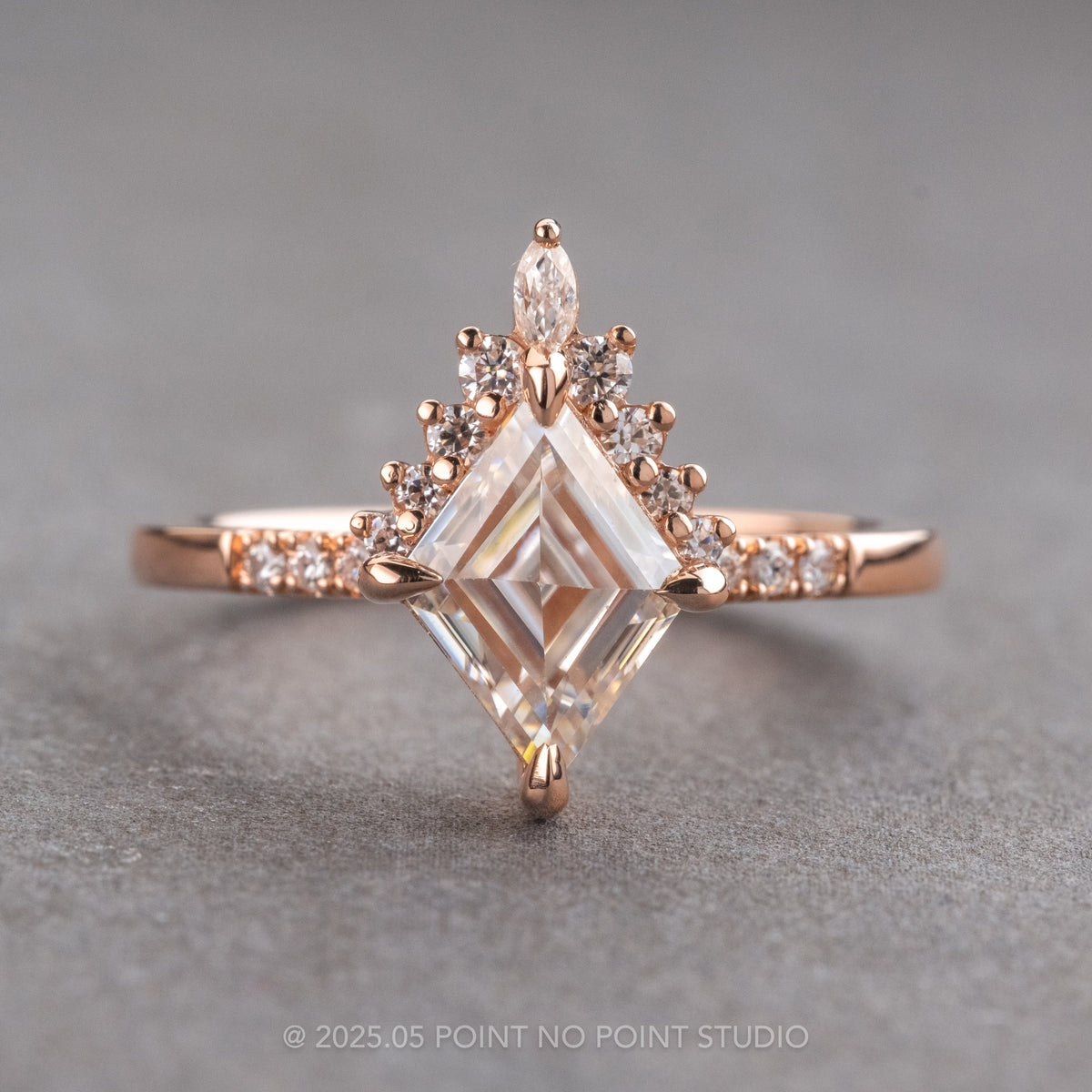 1.68 Carat Lozenge Moissanite Engagement Ring, Avaline Setting