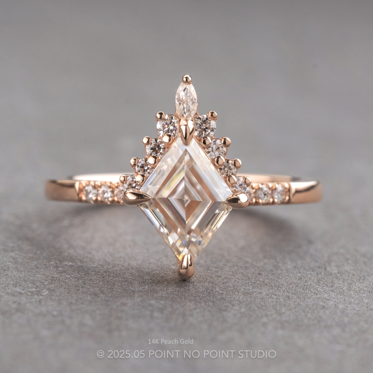 1.68 Carat Lozenge Moissanite Engagement Ring, Avaline Setting
