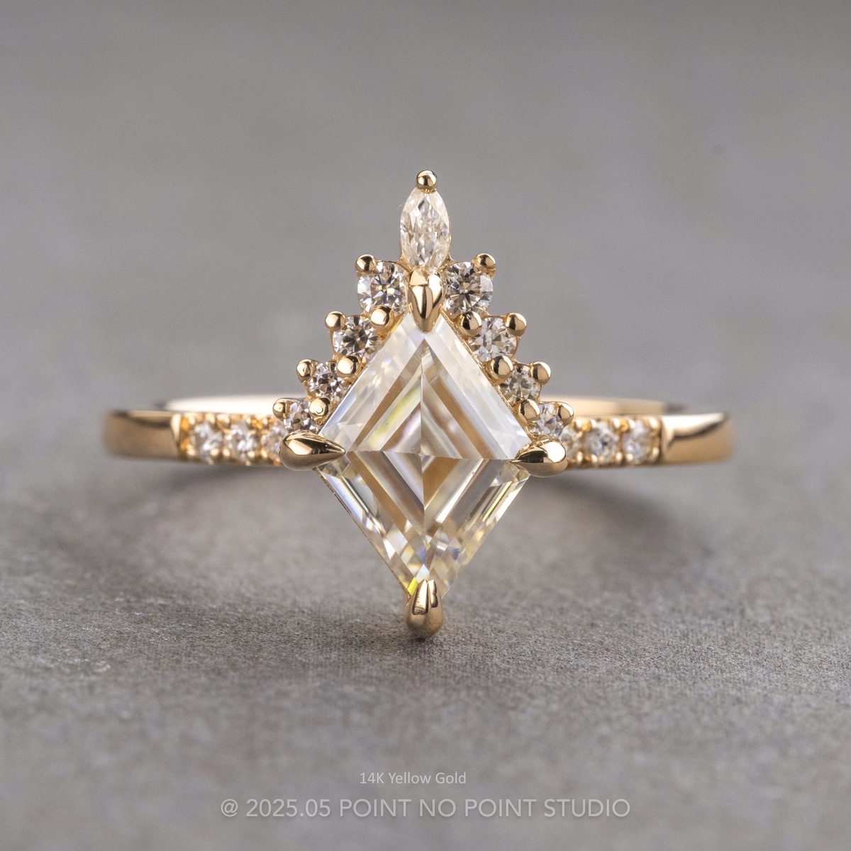 1.68 Carat Lozenge Moissanite Engagement Ring, Avaline Setting