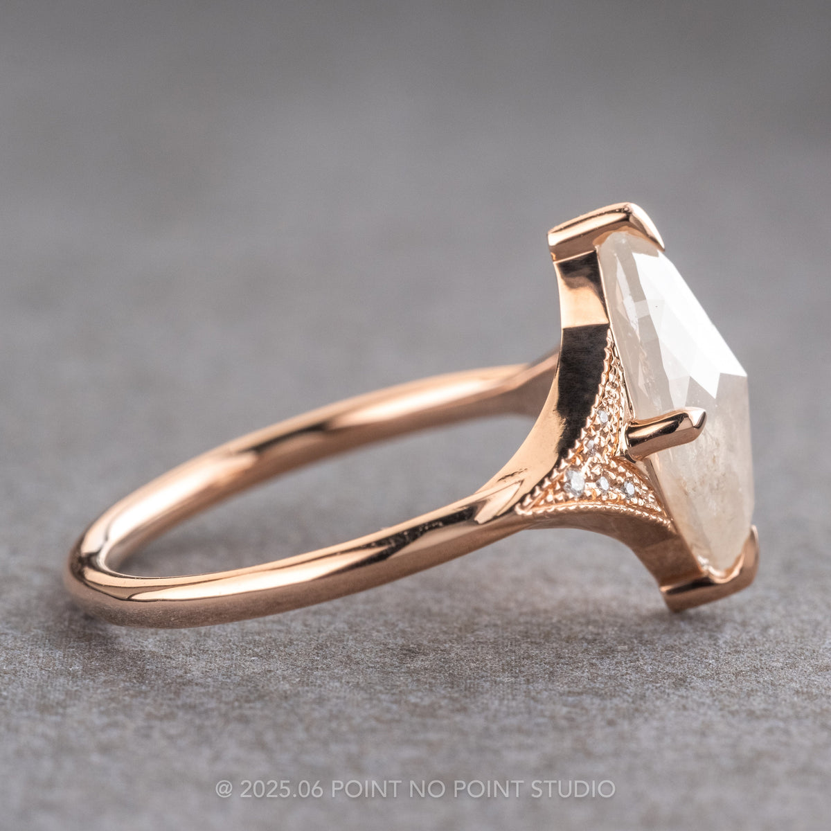 1.88 Carat Icy White Marquise Diamond Engagement Ring, Aela Setting, 14K Rose Gold