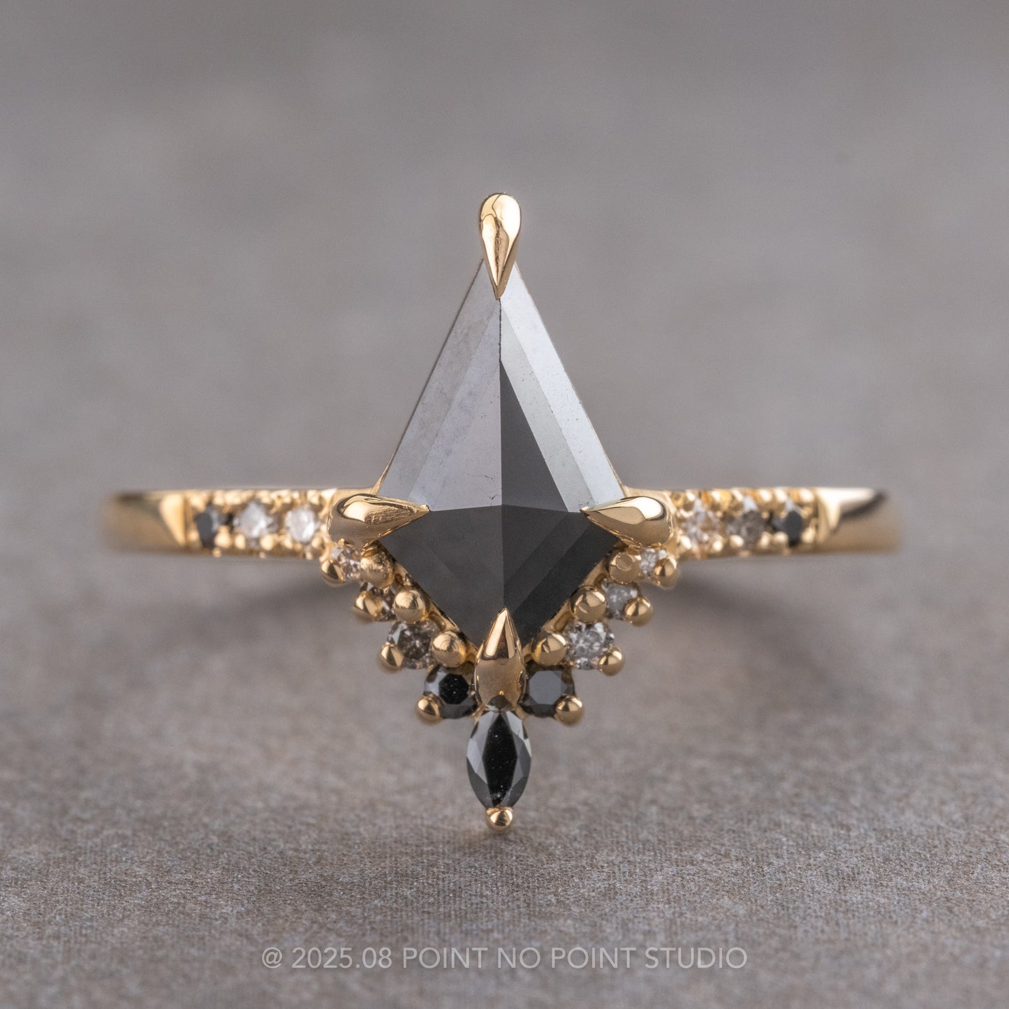 1.70 Carat Black Kite Diamond Engagement Ring, Ombre Avaline Setting