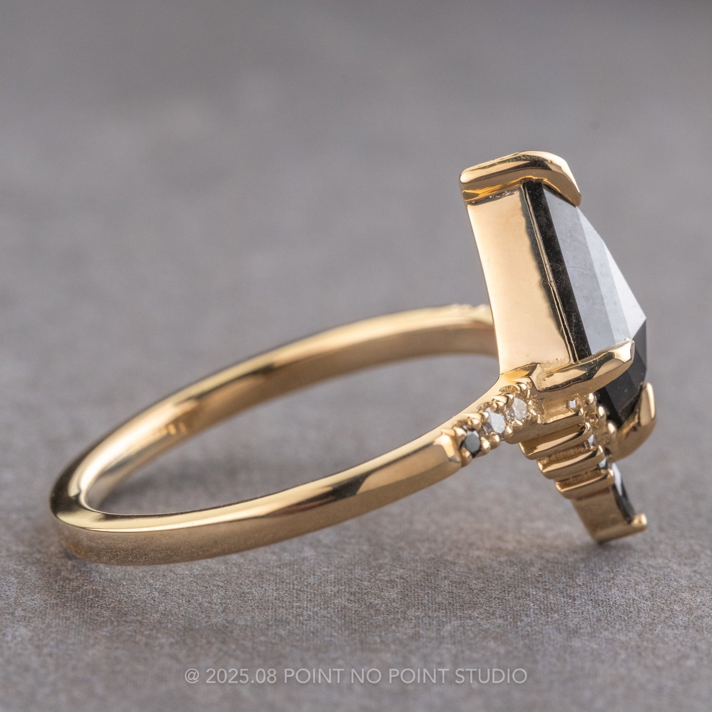 1.70 Carat Black Kite Diamond Engagement Ring, Ombre Avaline Setting