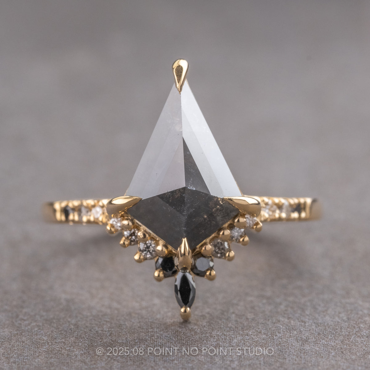 2.16 Carat Black Kite Diamond Engagement Ring, Ombre Avaline Setting