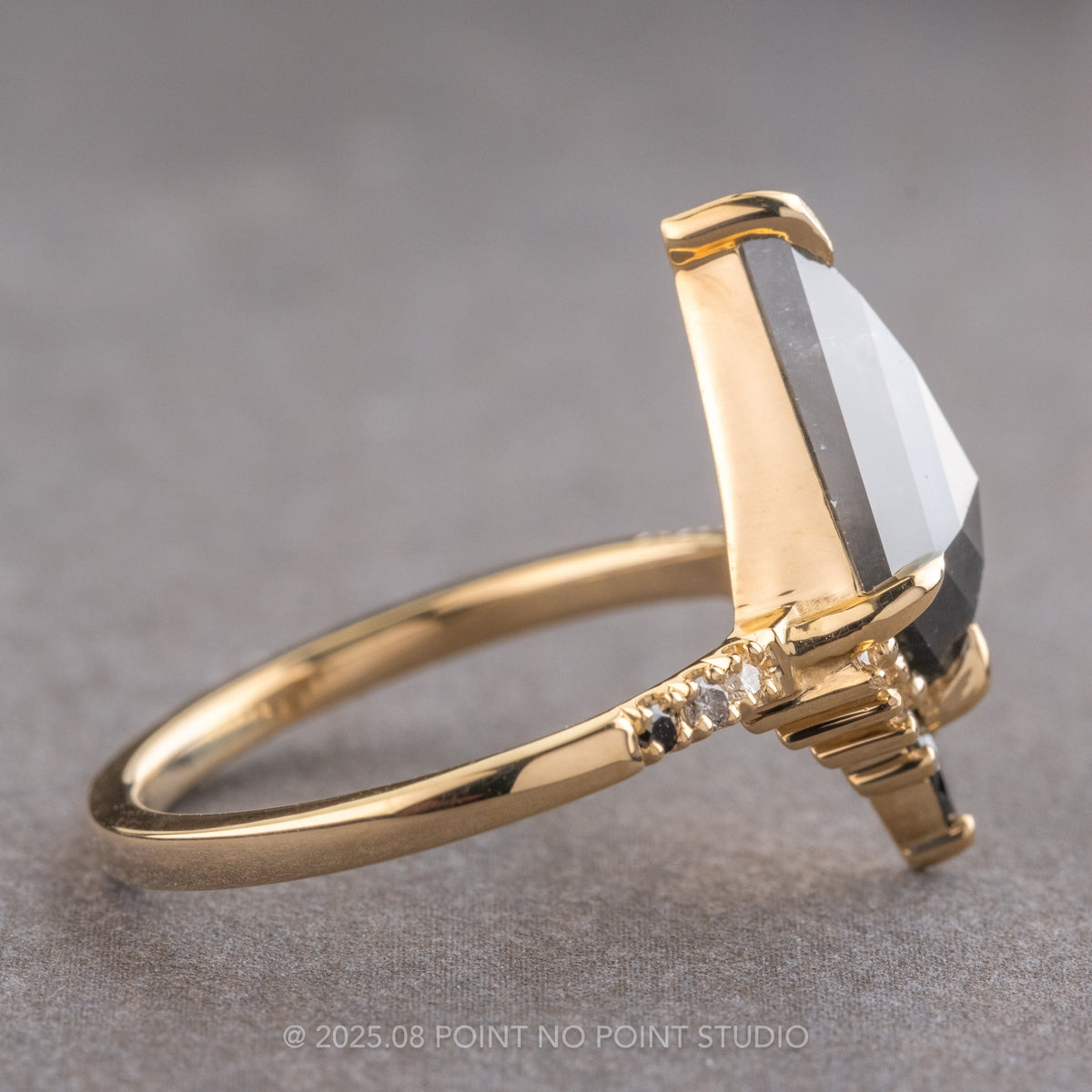 2.16 Carat Black Kite Diamond Engagement Ring, Ombre Avaline Setting