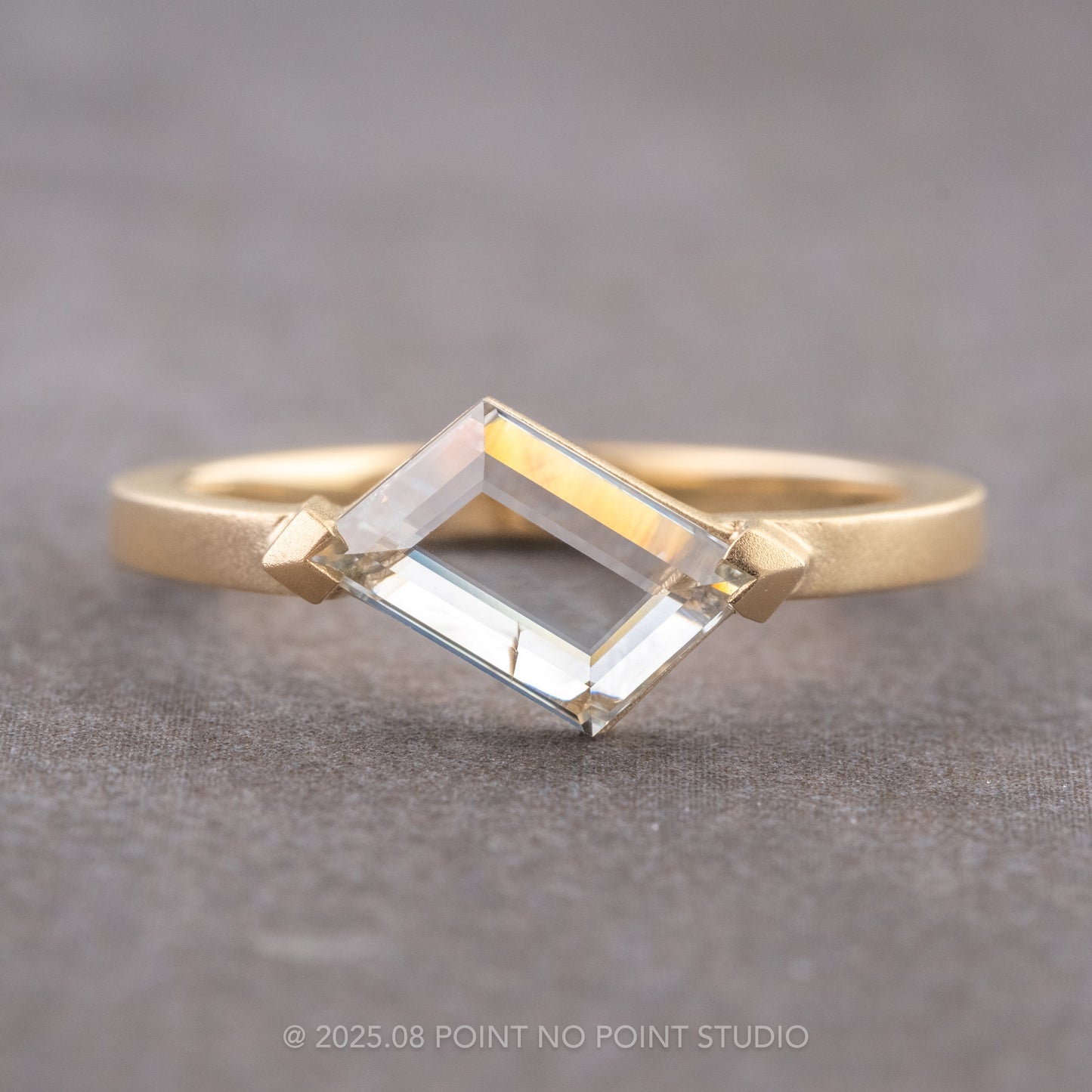 1.07 Carat Clear Geometric Diamond Engagement Ring, Erin Setting, 14k Yellow Gold