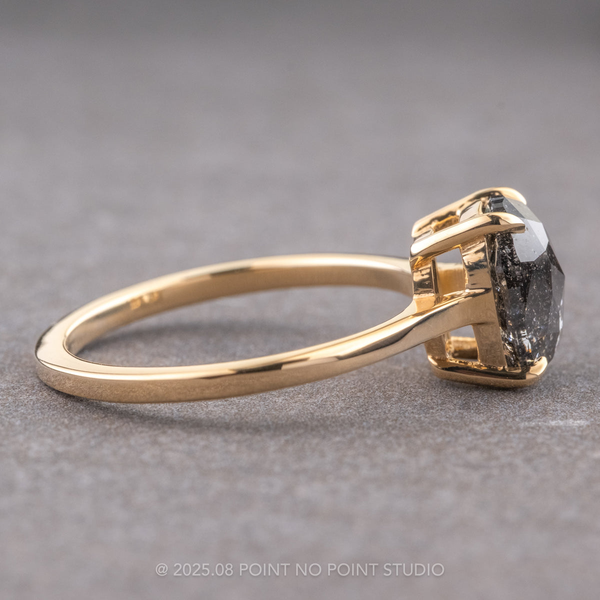 2.97 Carat Black Salt and Pepper Oval Diamond Engagement Ring, Lark Setting