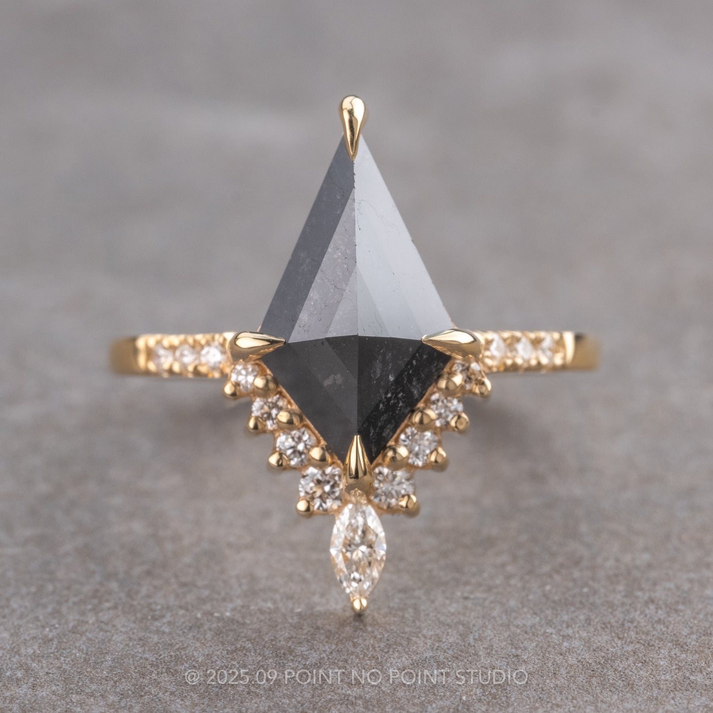 2.13 Carat Black Kite Diamond Engagement Ring, Avaline Setting