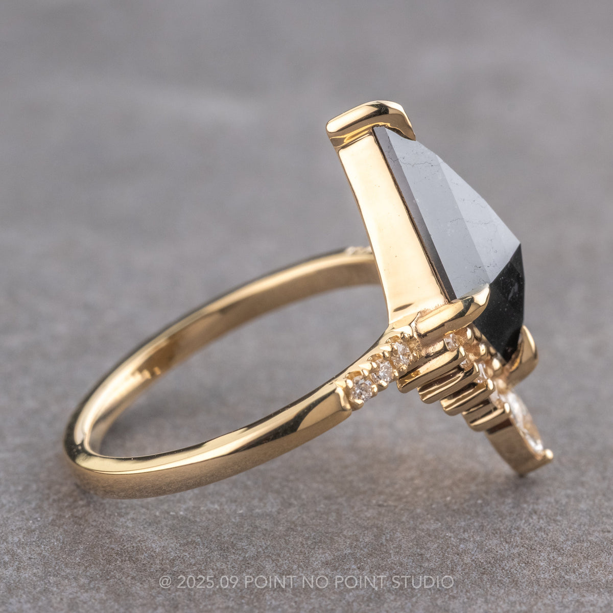 2.13 Carat Black Kite Diamond Engagement Ring, Avaline Setting