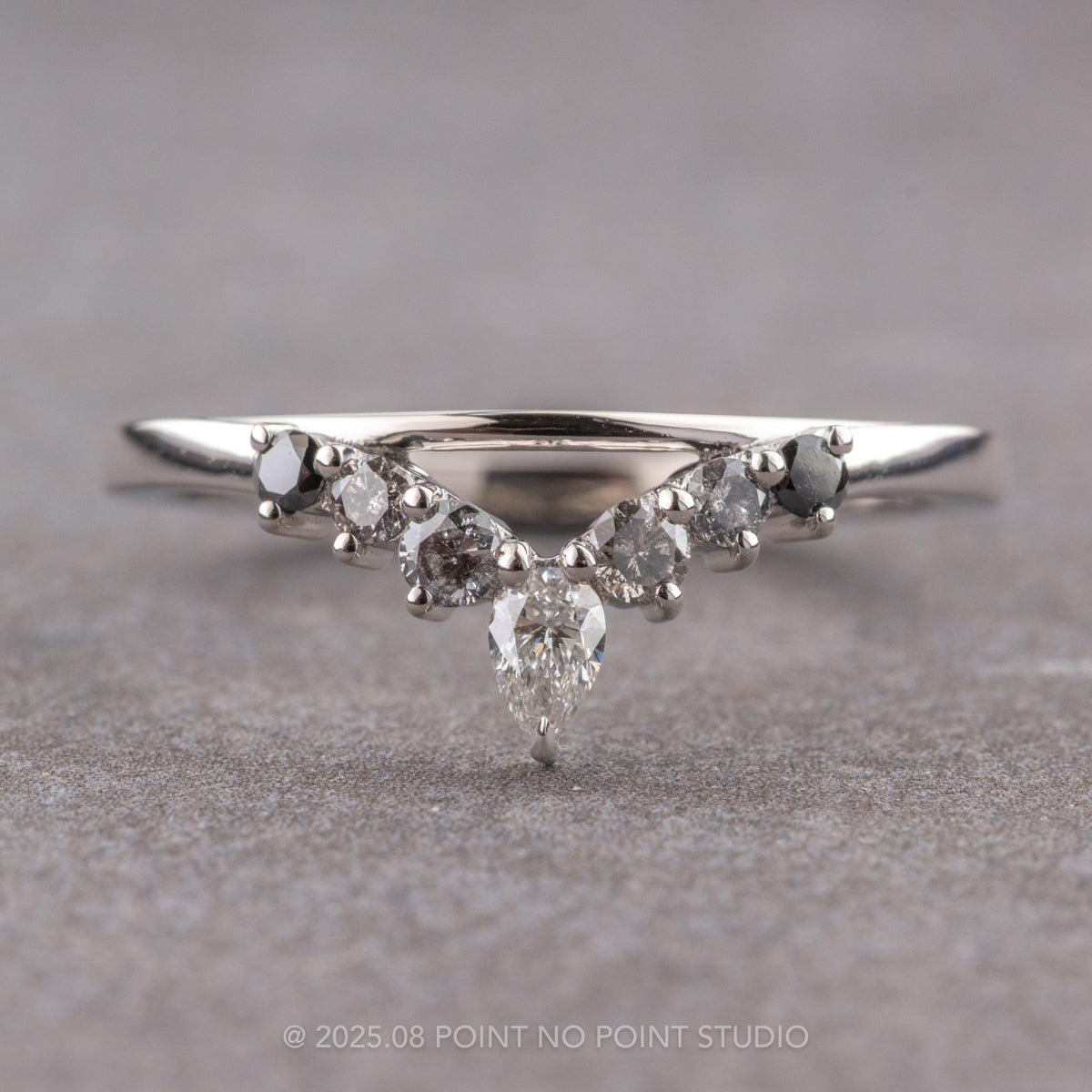 Cassie Wedding Ring, 7 Ombre Diamond, Loaf Band