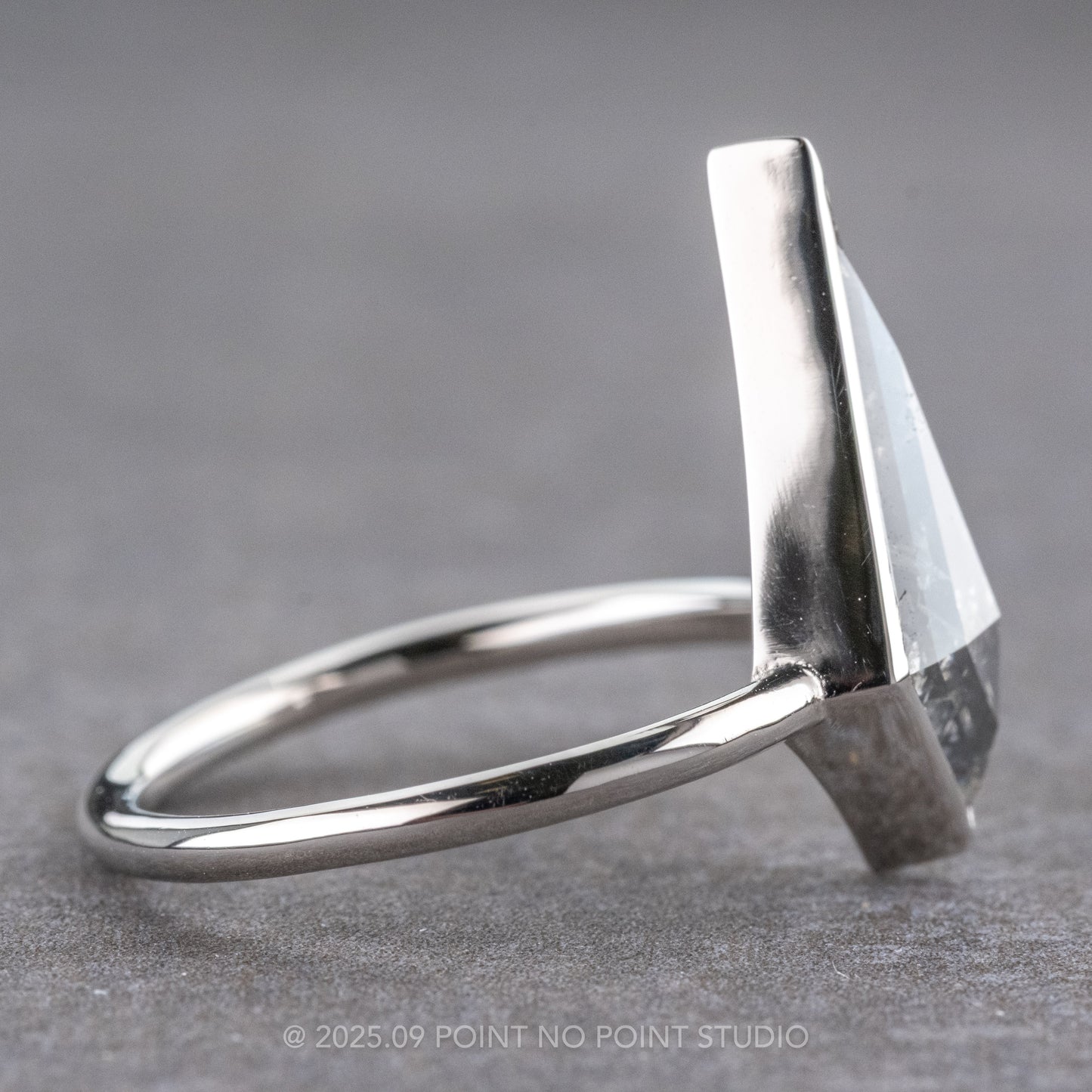2.35 Carat Salt and Pepper Kite Diamond Engagement Ring, Bezel Jane Setting