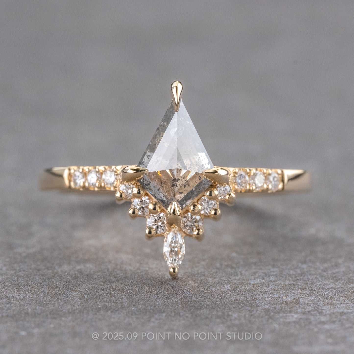 .95 Carat Salt and Pepper Kite Diamond Engagement Ring, Avaline Setting