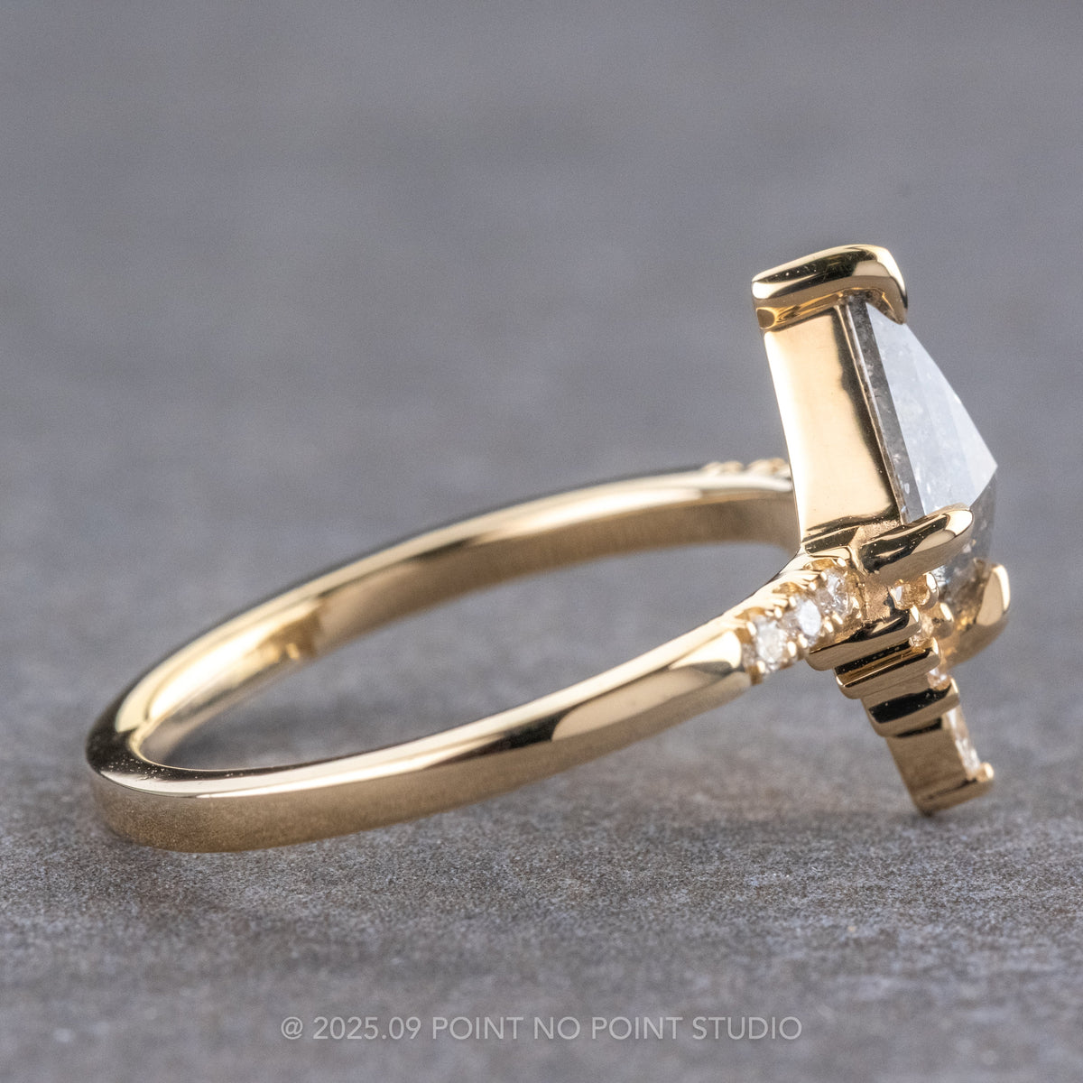 .95 Carat Salt and Pepper Kite Diamond Engagement Ring, Avaline Setting