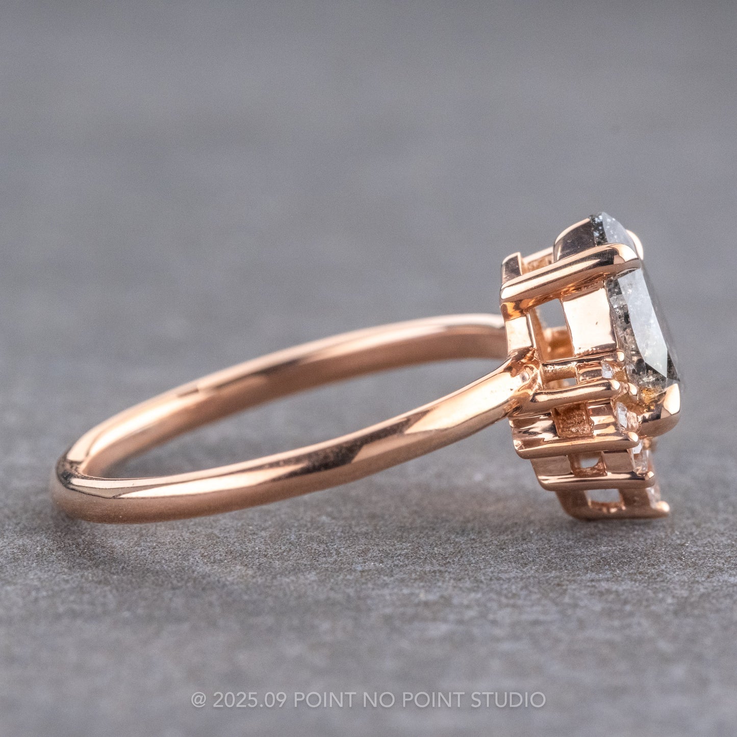 1.34 Carat Salt and Pepper Pear Diamond Engagement Ring, Ava Setting