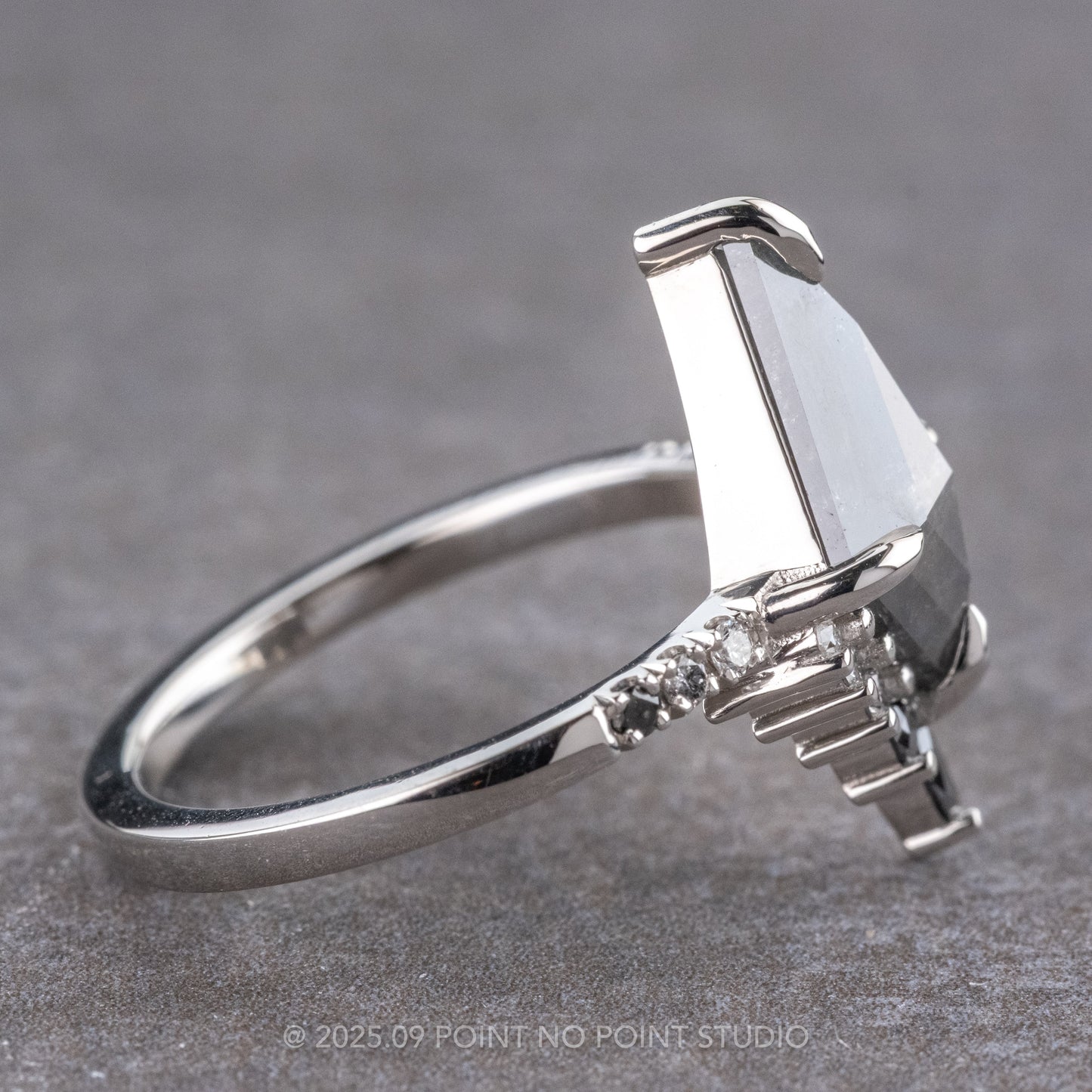 1.67 Carat Black Kite Diamond Engagement Ring, Ombre Avaline Setting