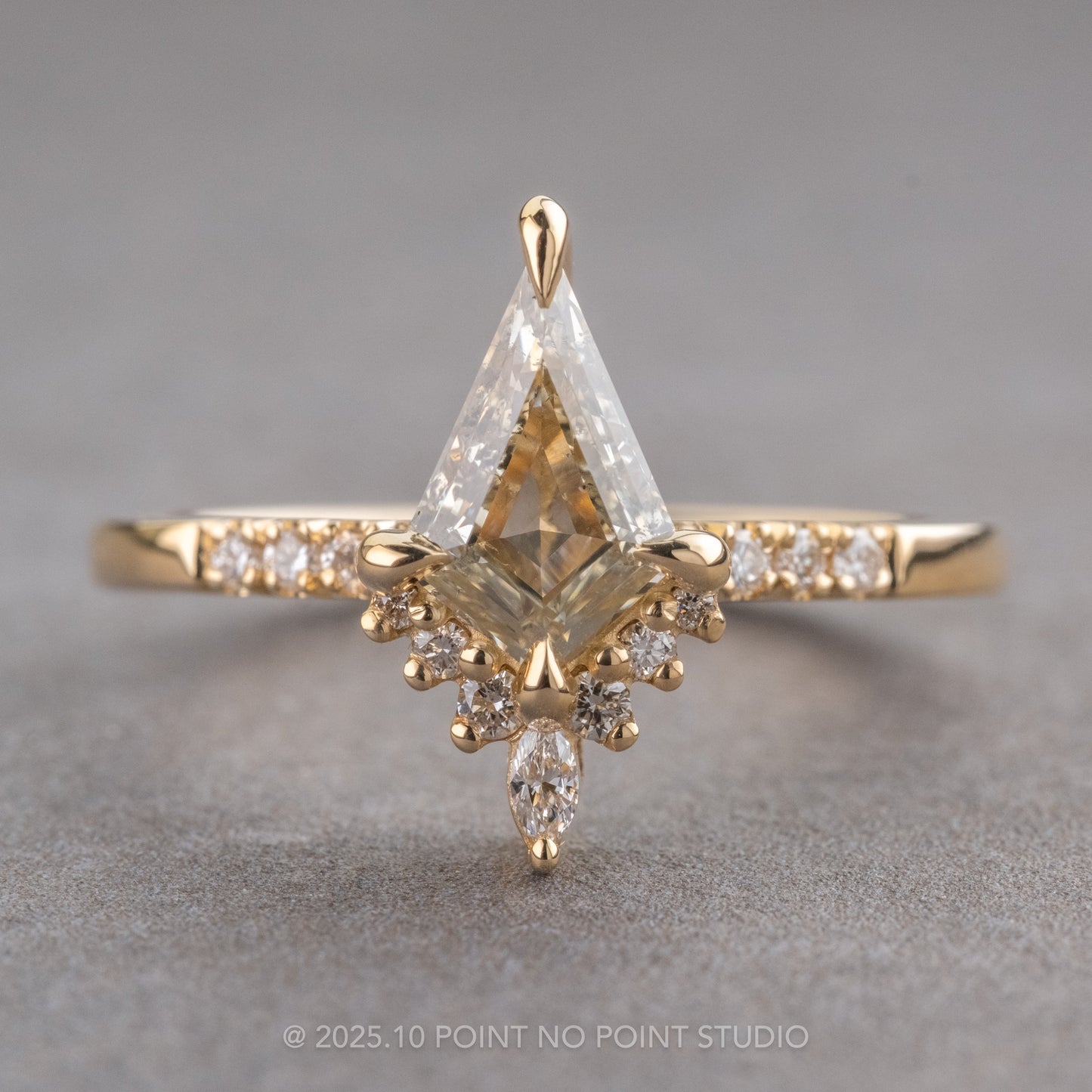 1.03 Carat Canadian Salt and Pepper Kite Diamond Engagement Ring, Avaline Setting
