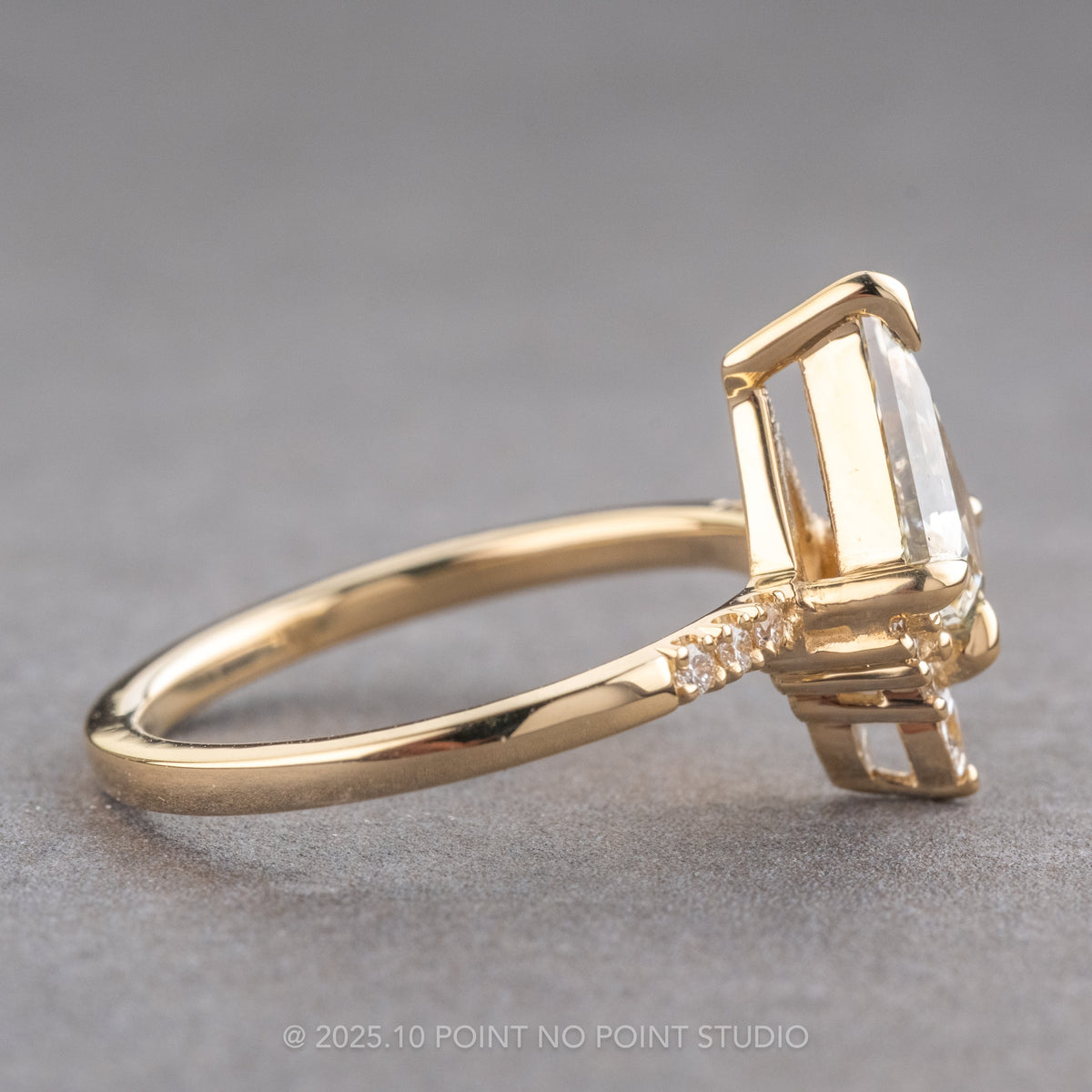 1.03 Carat Canadian Salt and Pepper Kite Diamond Engagement Ring, Avaline Setting