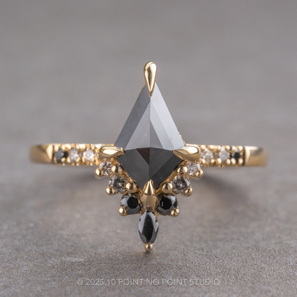 1.15 Carat Black Kite Diamond Engagement Ring, Ombre Avaline Setting