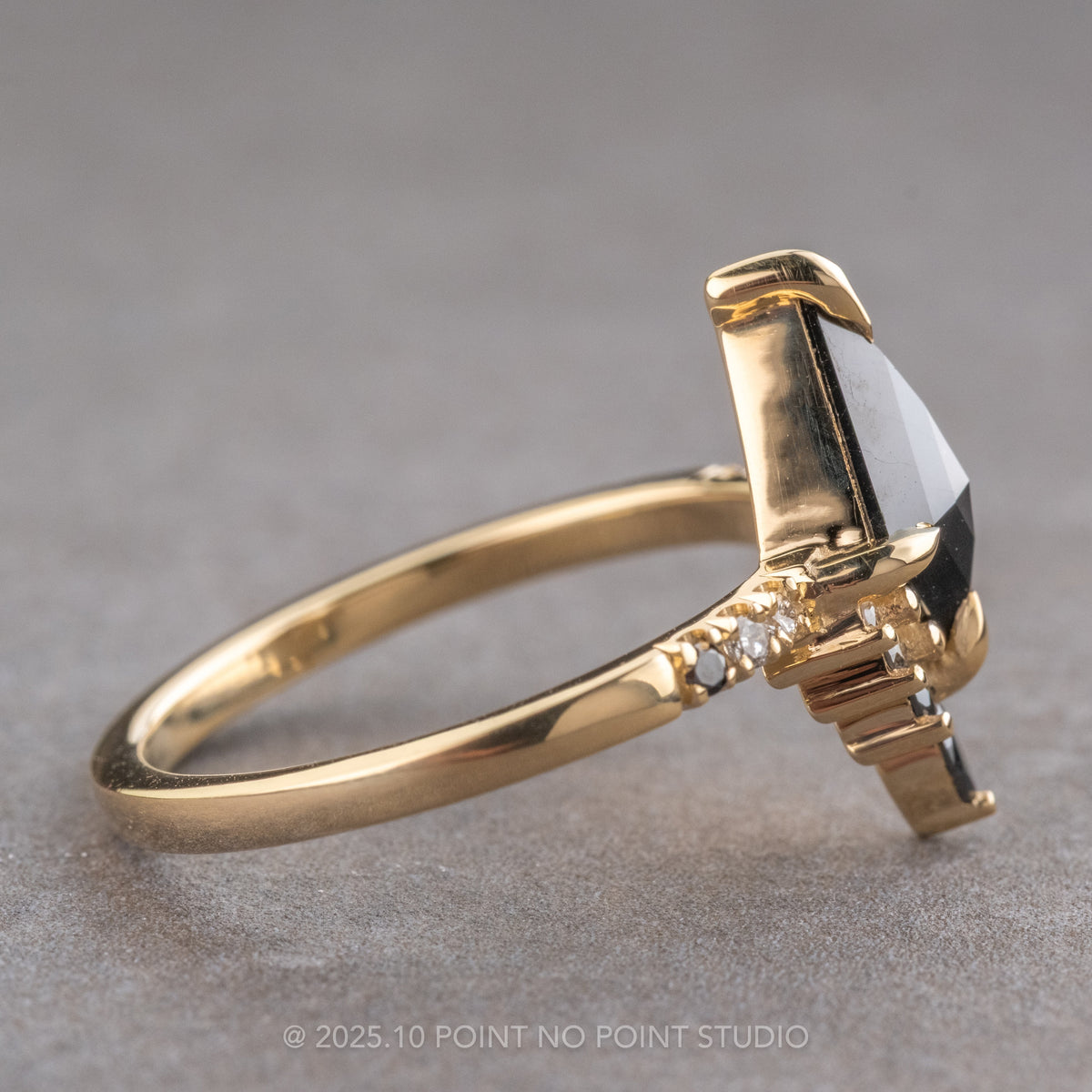 1.15 Carat Black Kite Diamond Engagement Ring, Ombre Avaline Setting