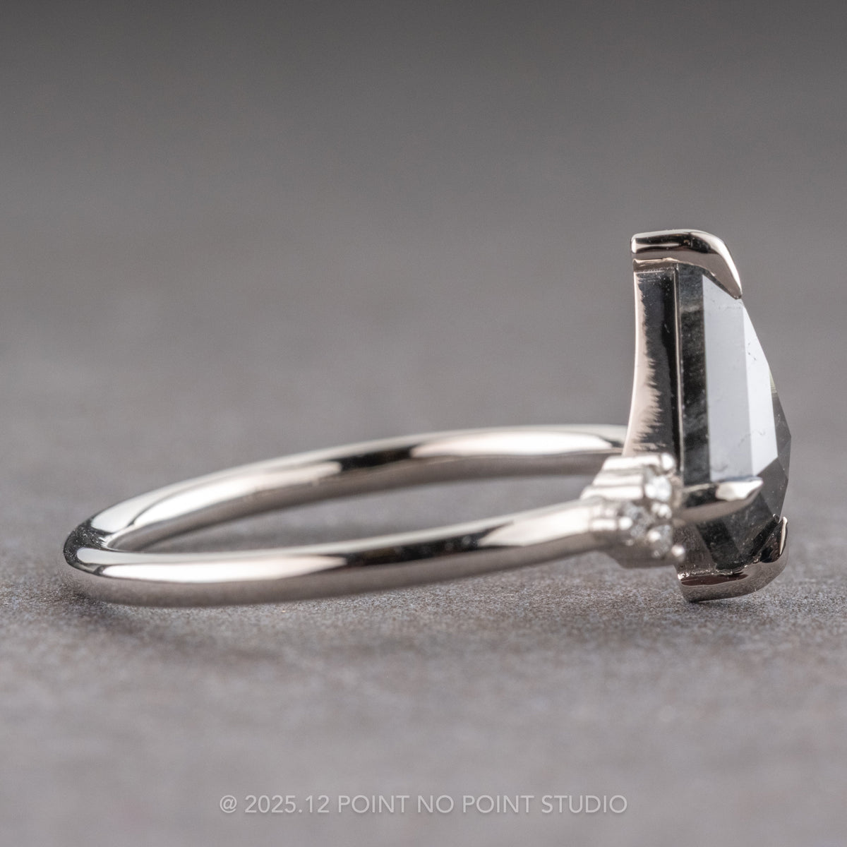 1.78 Carat Black Kite Diamond Engagement Ring, Quinn Setting
